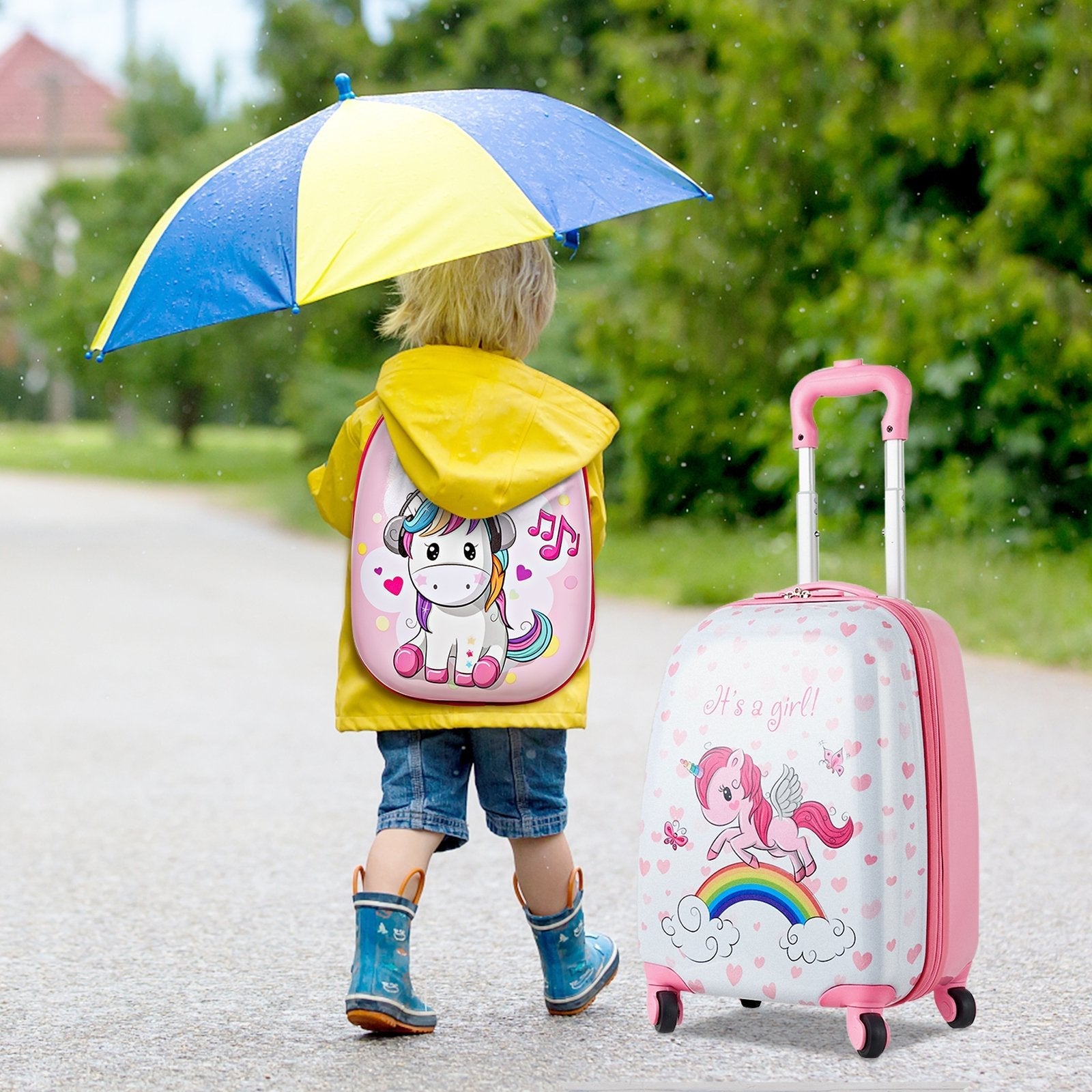 2 Pieces ABS Kids Suitcase Backpack Luggage Set