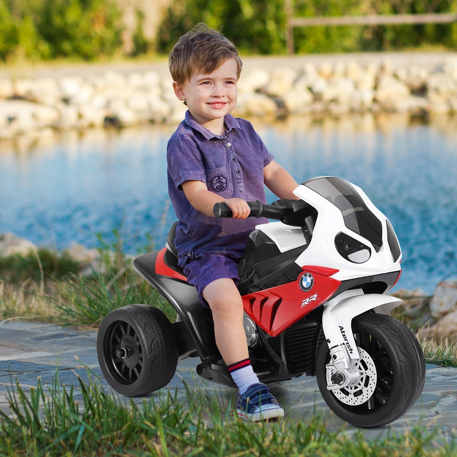 6V Kids 3 Wheels Riding BMW Licensed Electric Motorcycle-Black