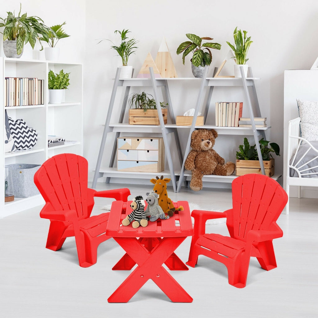 3-Piece Plastic Children Table Chair Set-Blue