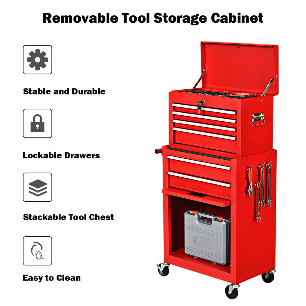 Rolling Cabinet Storage Chest Box Garage Toolbox-Black