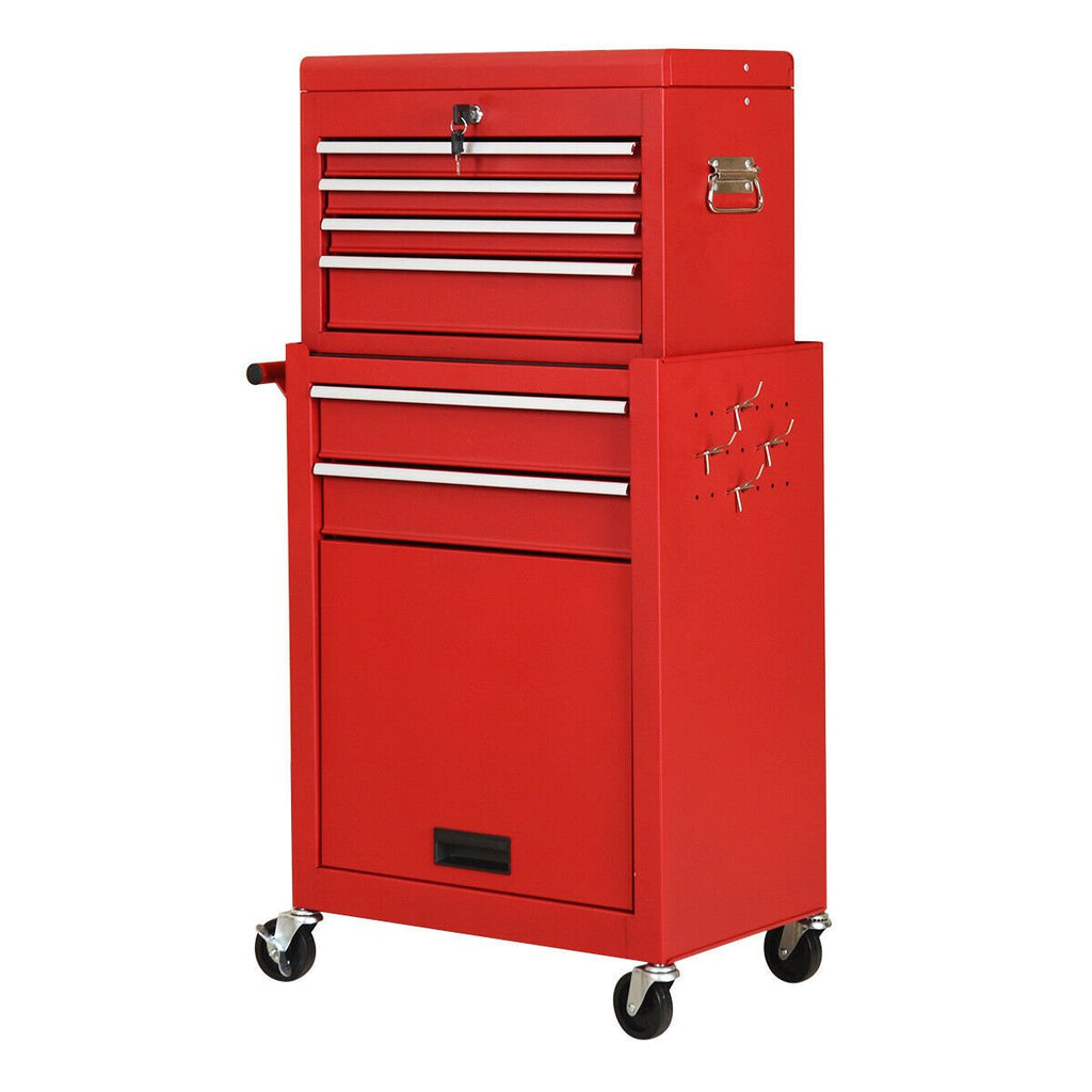 Rolling Cabinet Storage Chest Box Garage Toolbox-Black