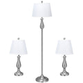 3 Pieces Brushed Nickel Lamp Set-Black