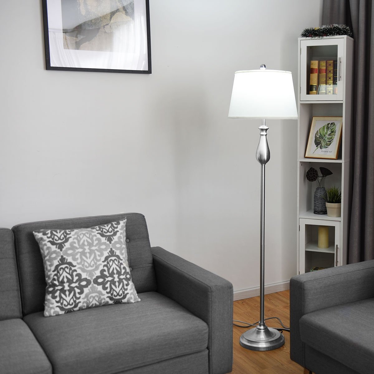 3 Pieces Brushed Nickel Lamp Set-Black