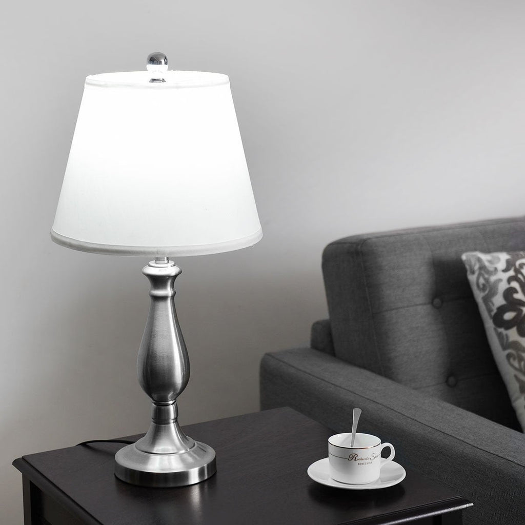 3 Pieces Brushed Nickel Lamp Set-Black