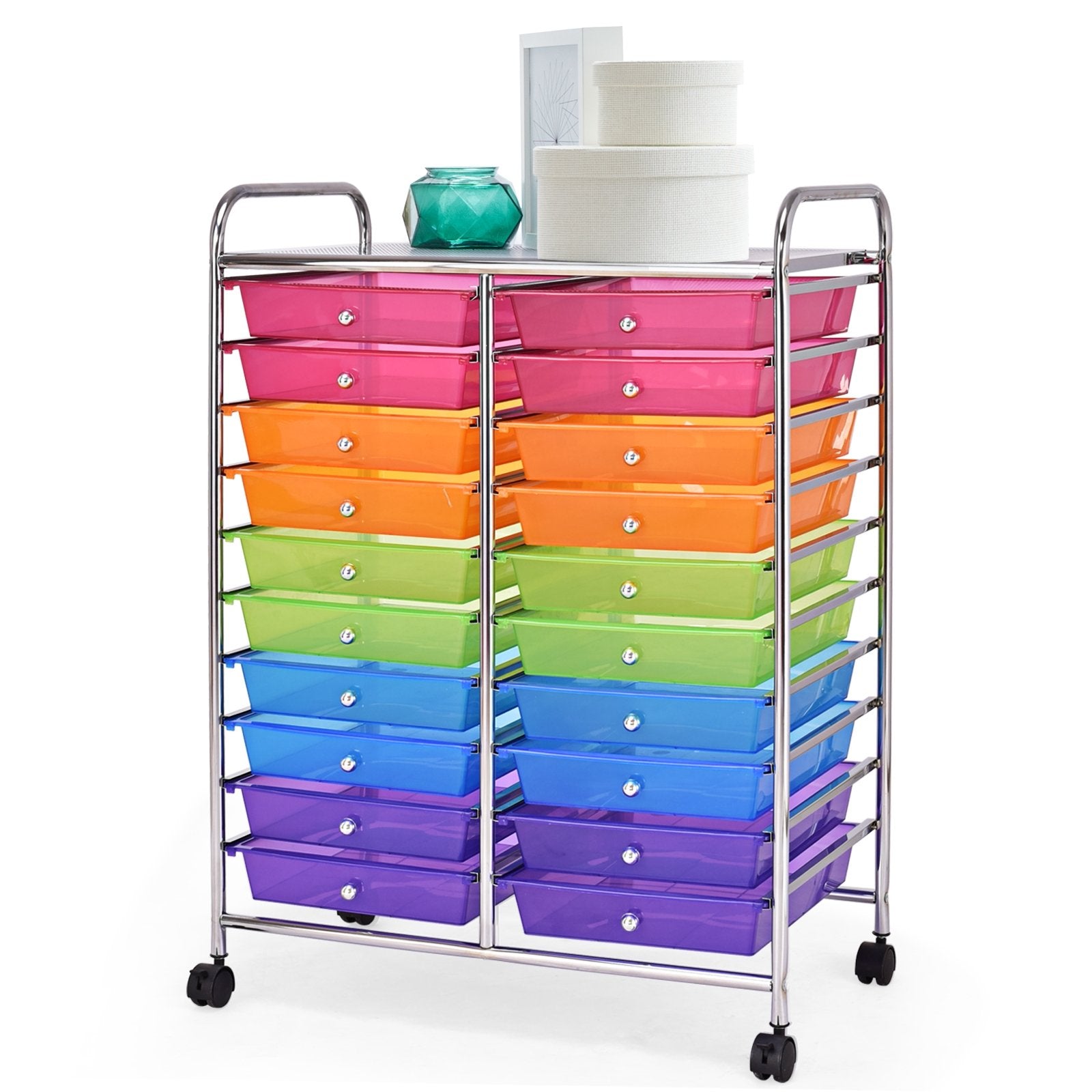 20 Drawers Rolling Storage Cart Studio Organizer-Beige