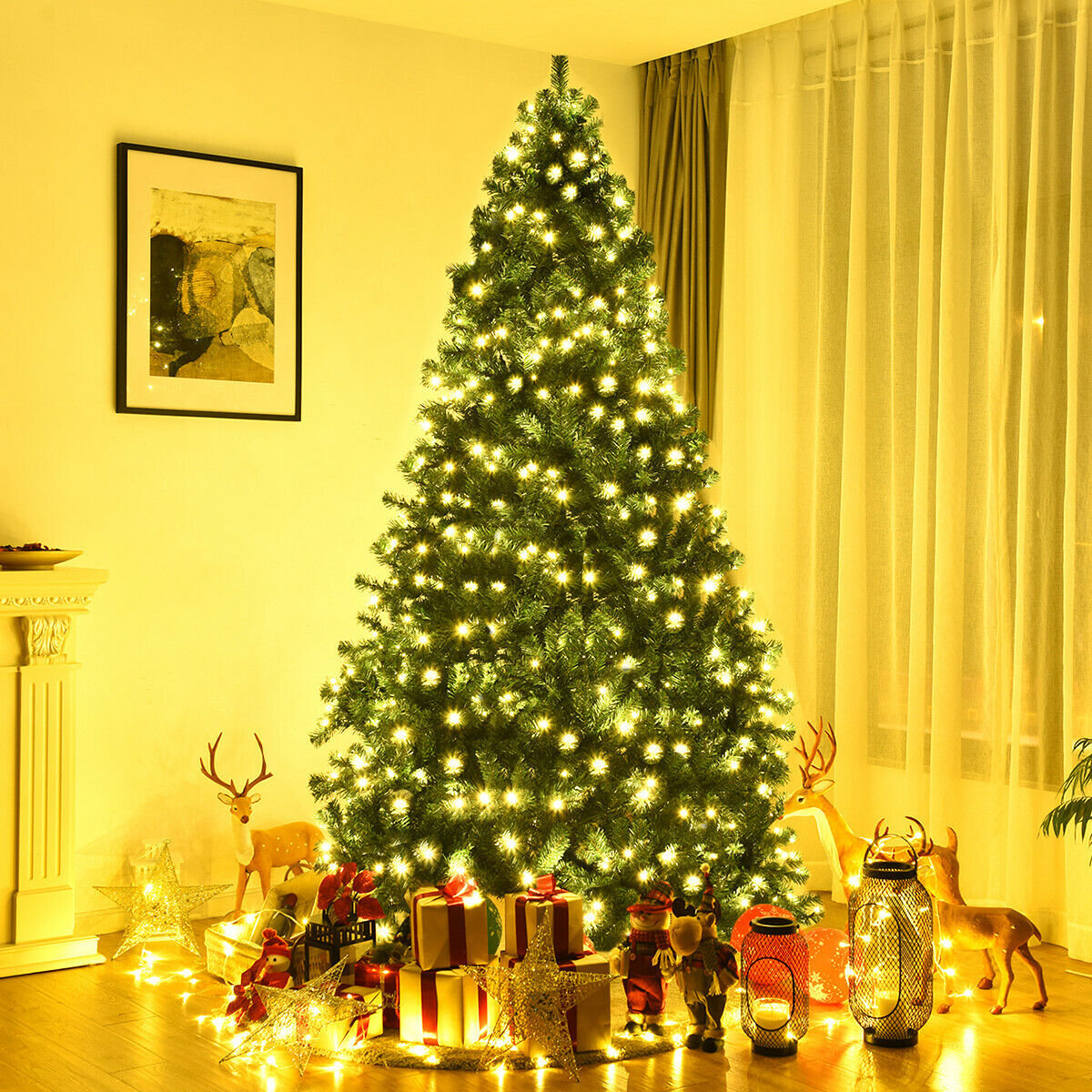 7.5 Feet PVC Artificial Christmas Tree with LED Lights-7.5 ft