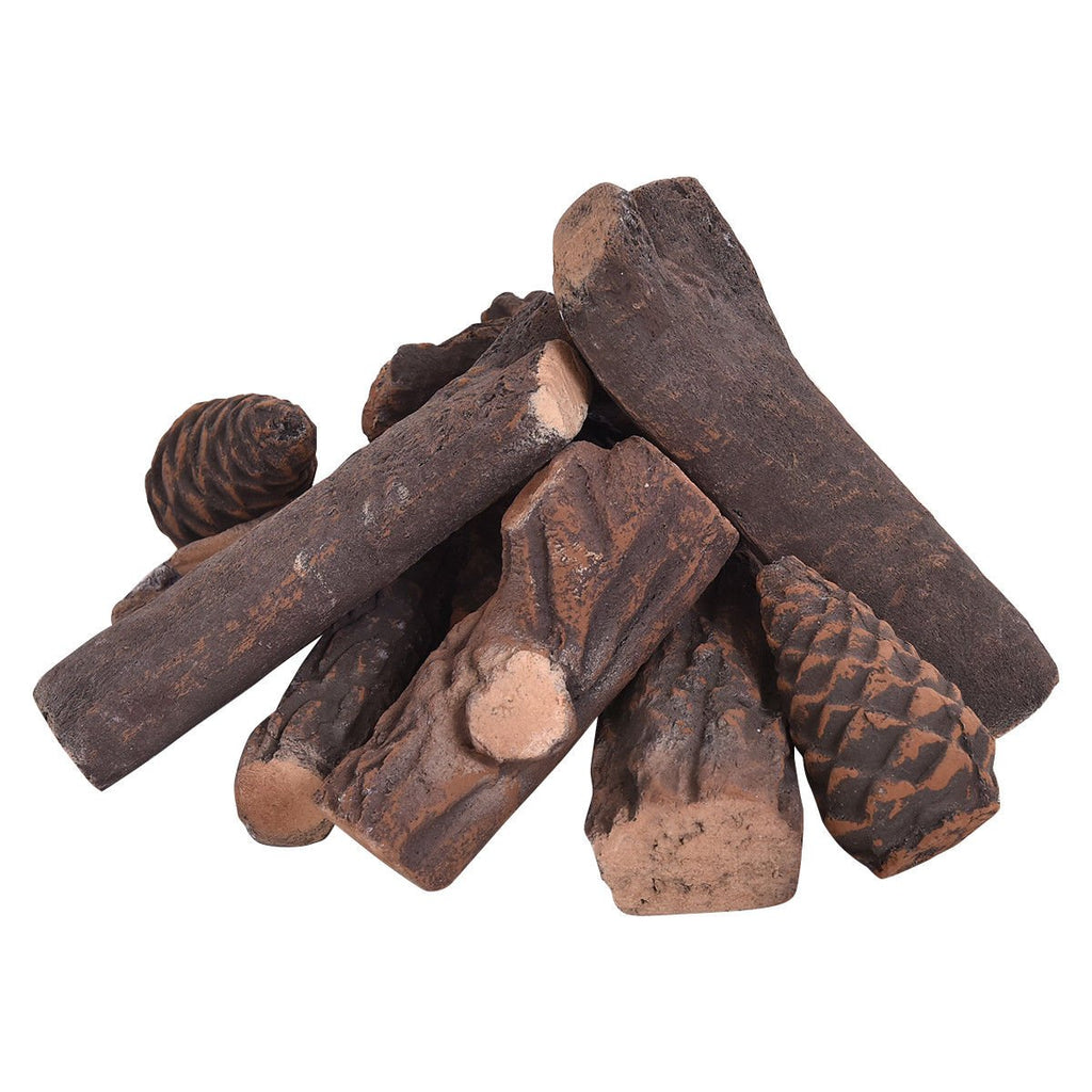 9 Pieces Ceramic Fireplace Imitation Wood Propane Log Set