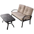 2 Pieces Patio Outdoor Cushioned Coffee Table Seat-Beige