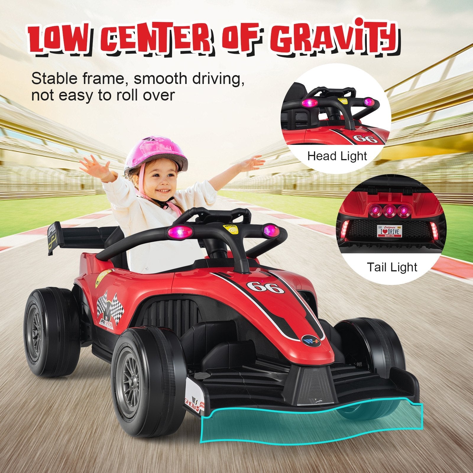12V Kids Ride on Electric Formula Racing Car with Remote Control-Pink