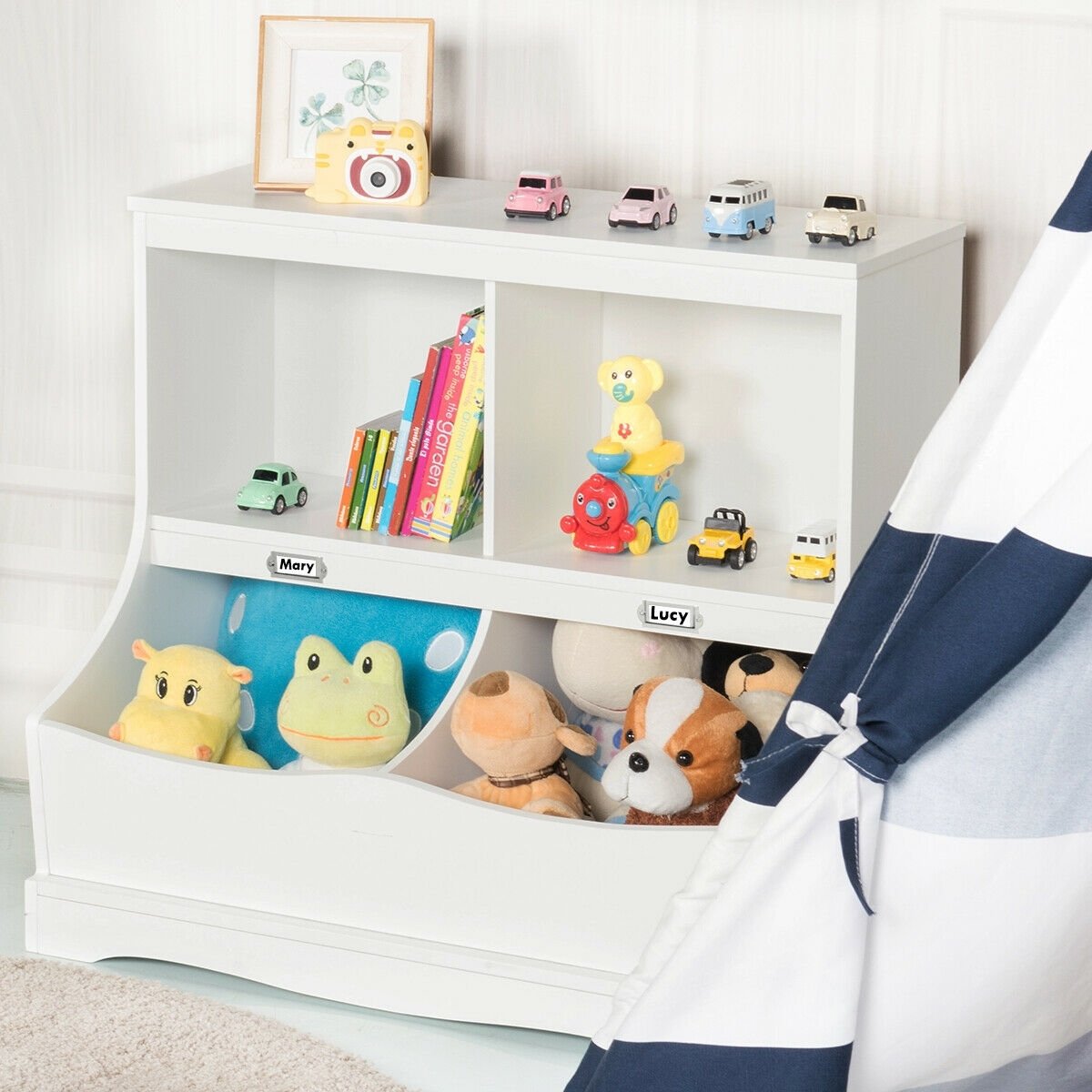 3-Tier Kids Bookcase Storage Organizer-Gray