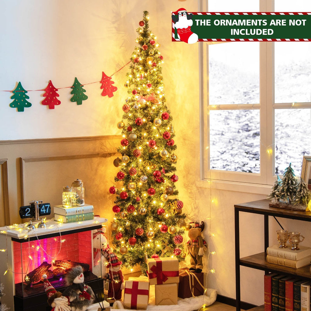 7 Feet Prelit Half-Shape Christmas Tree with 150 Lights