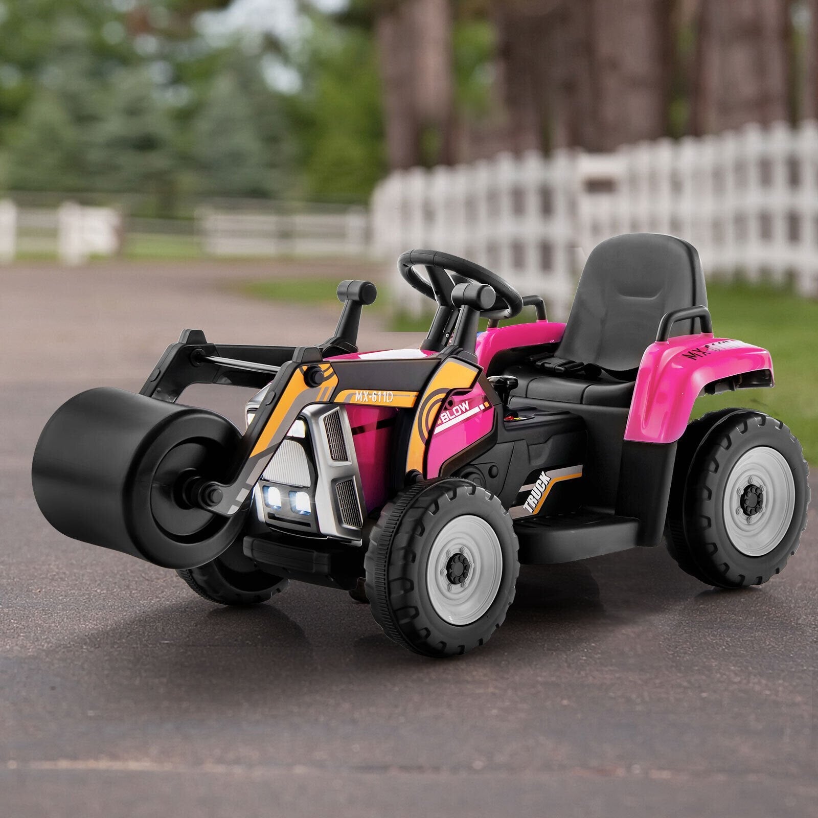 12V Kids Ride on Road Roller with 2.4G Remote Control-Blue