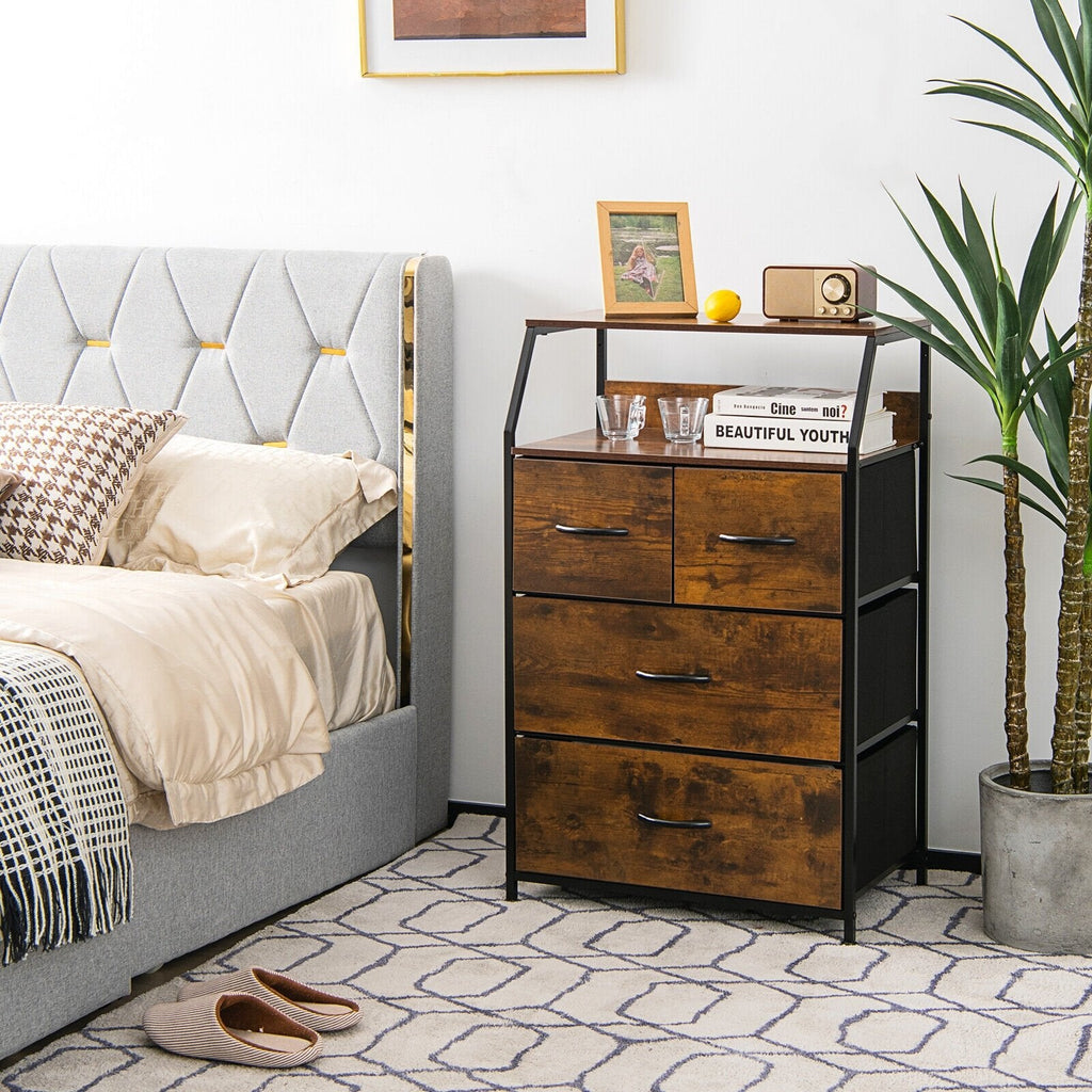 Freestanding Cabinet Dresser with Wooden Top Shelves-M