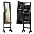 Mirrored Jewelry Cabinet Armoire Organizer w/ LED lights-Black