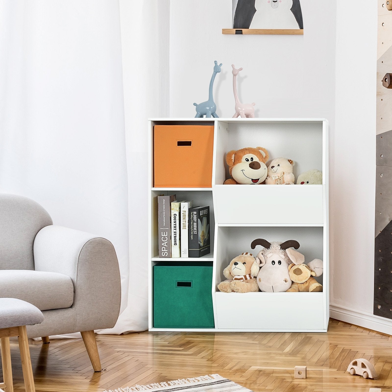 Kids Toy Storage Cabinet Shelf Organizer -Gray