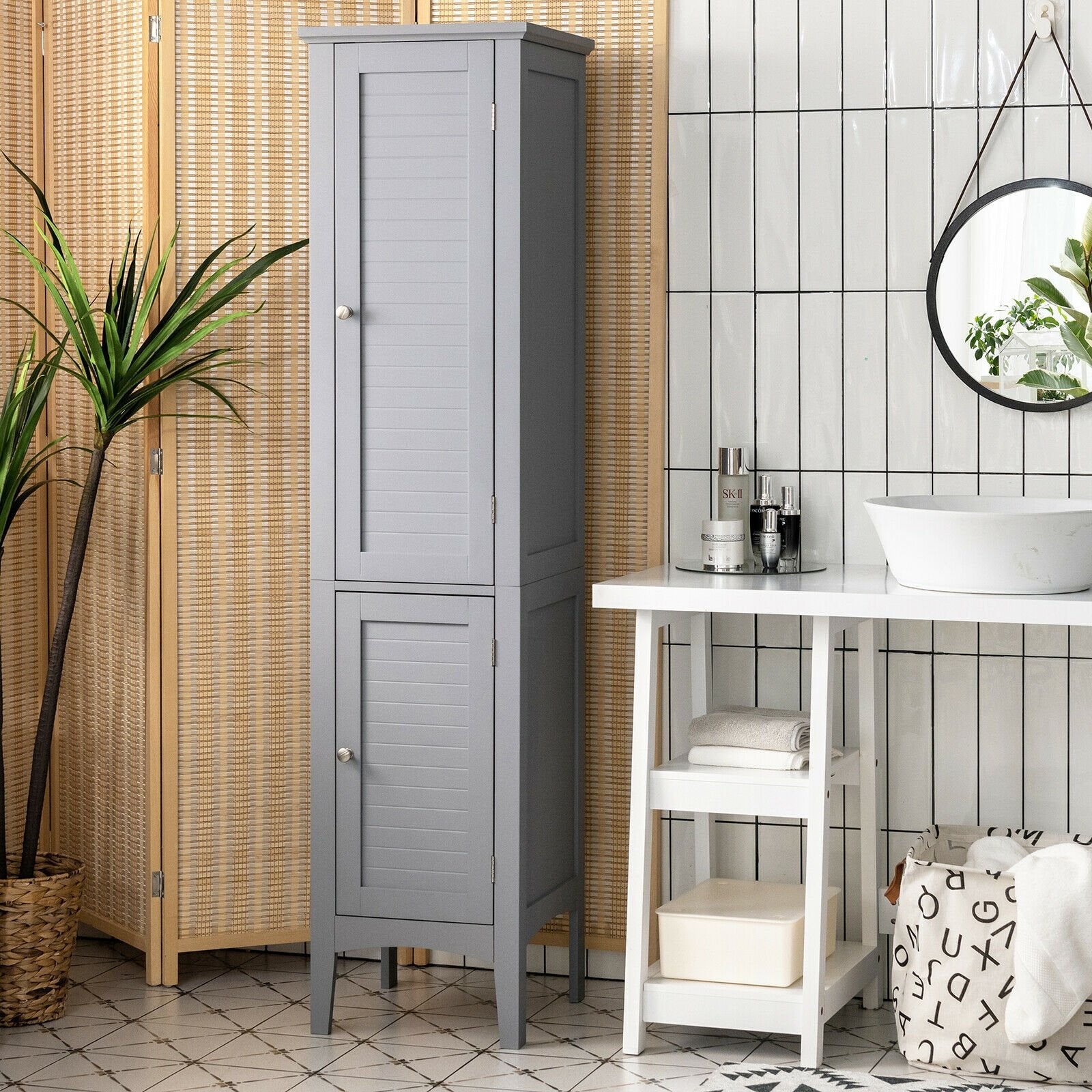Freestanding Bathroom Storage Cabinet for Kitchen and Living Room-Black