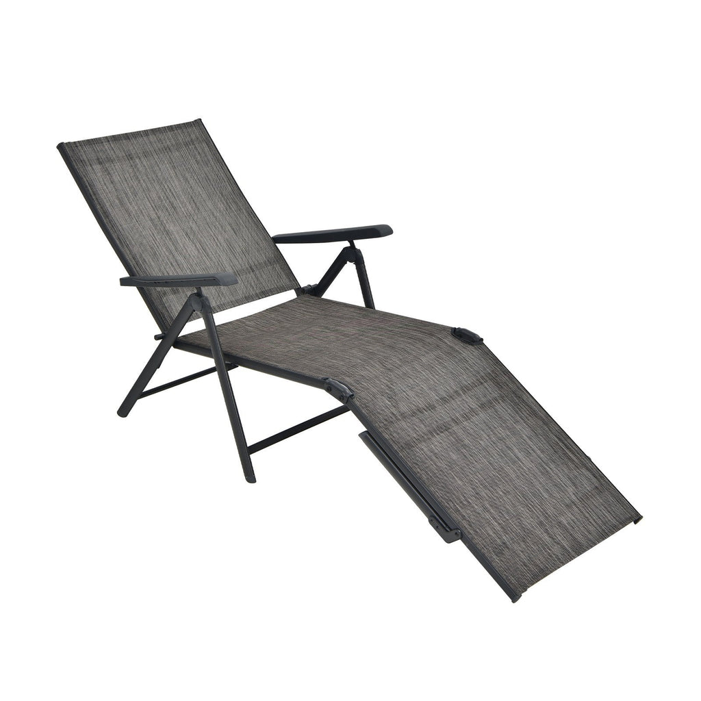 Patio Foldable Chaise Lounge Chair with Backrest and Footrest-Black