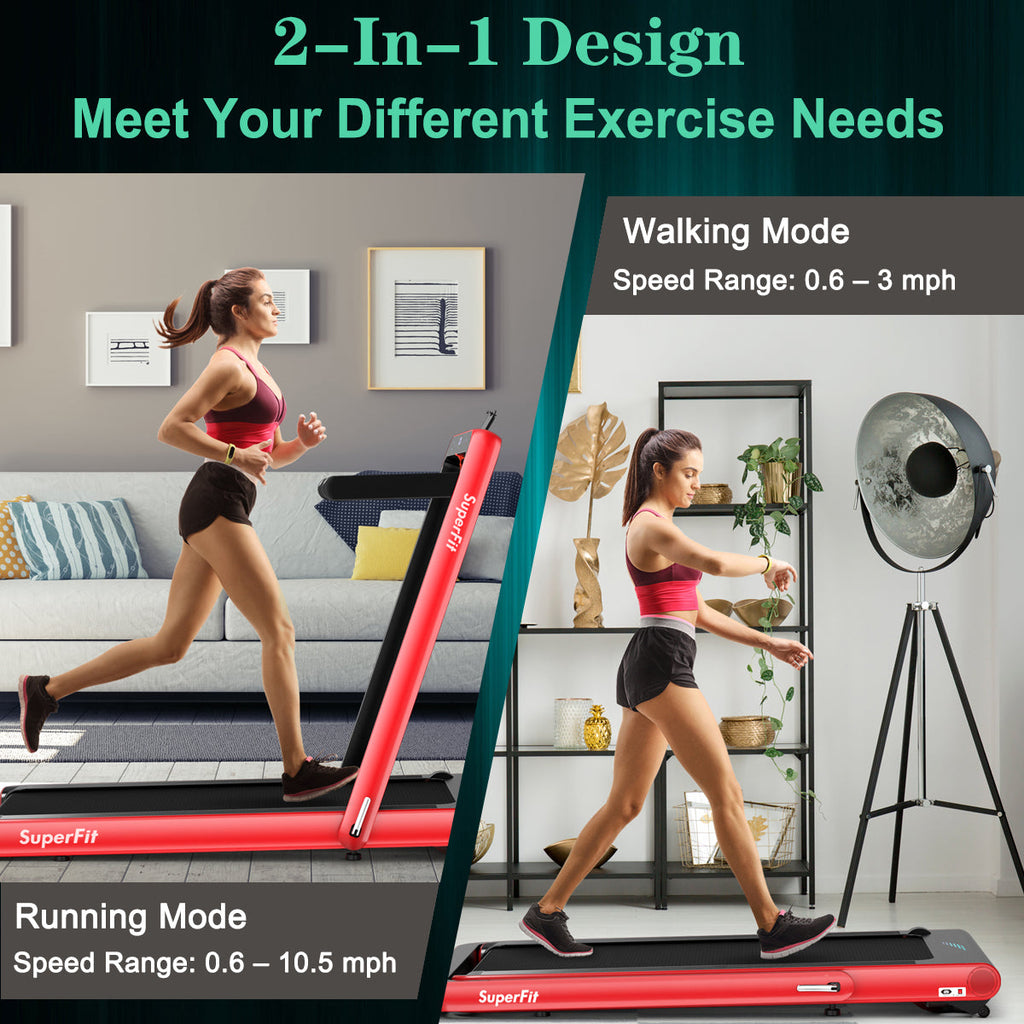4.75HP 2 In 1 Folding Treadmill with Remote APP Control-Black