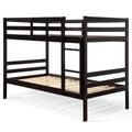 Twin Bunk Bed Children Wooden Bunk Beds Solid Hardwood-Brown