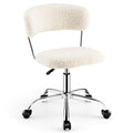Computer Desk Chair Adjustable Sherpa Office Chair Swivel Vanity Chair-Gray