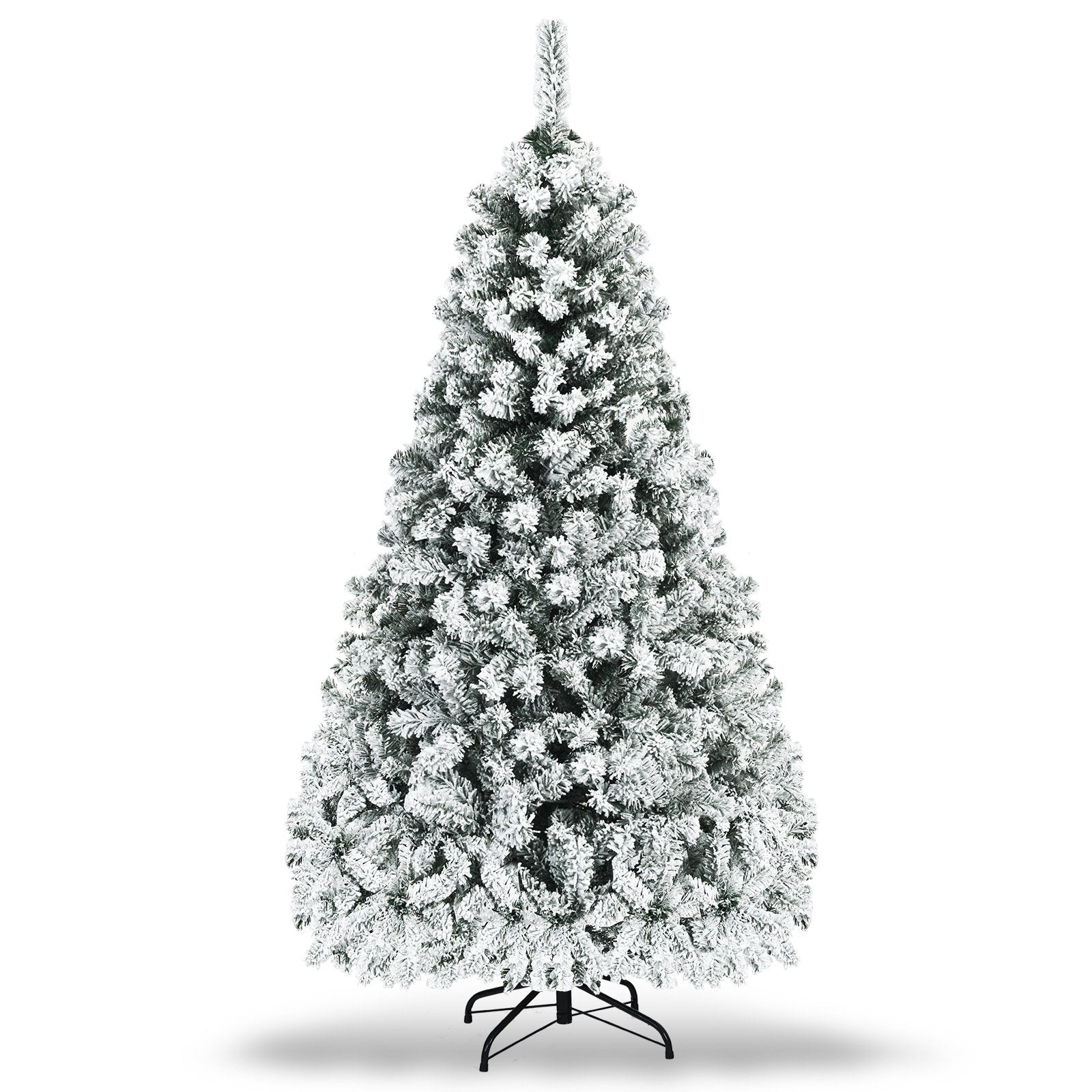 Pre-Lit Premium Snow Flocked Hinged Artificial Christmas Tree-9 ft