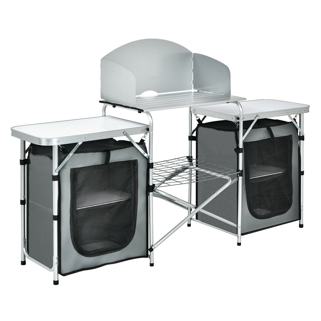 Folding Camping Table with Storage Organizer-Black