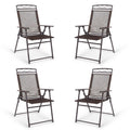 Set of 4 Patio Folding Sling Chairs Steel Camping Deck