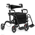 Folding Rollator Walker with 8-inch Wheels and Seat-Black