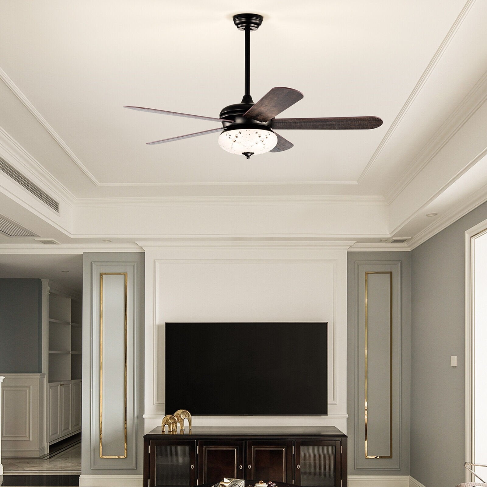 52 Inches Ceiling Fan with Remote Control-Oak