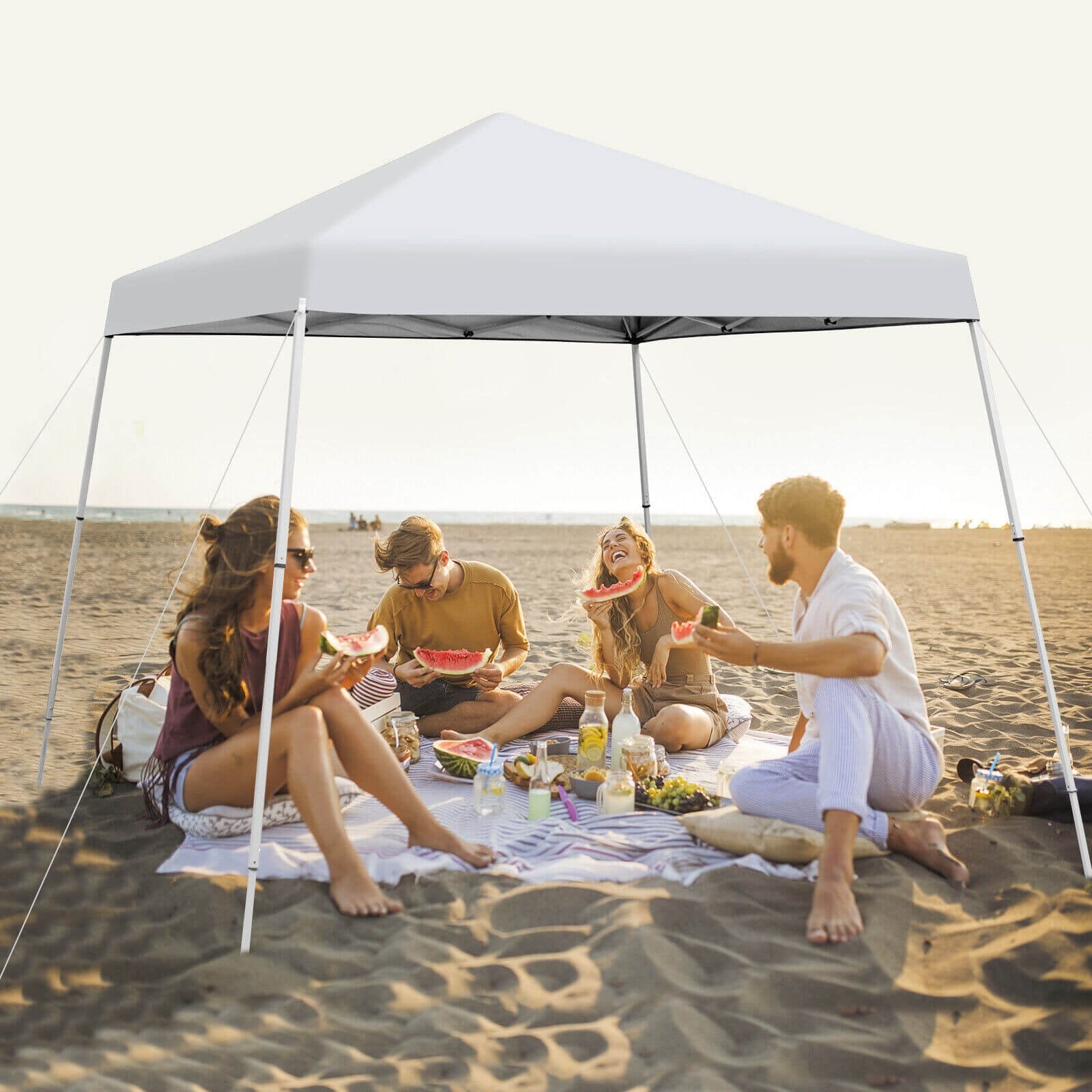 10 x 10 Feet Outdoor Instant Pop-up Canopy with Carrying Bag-Blue