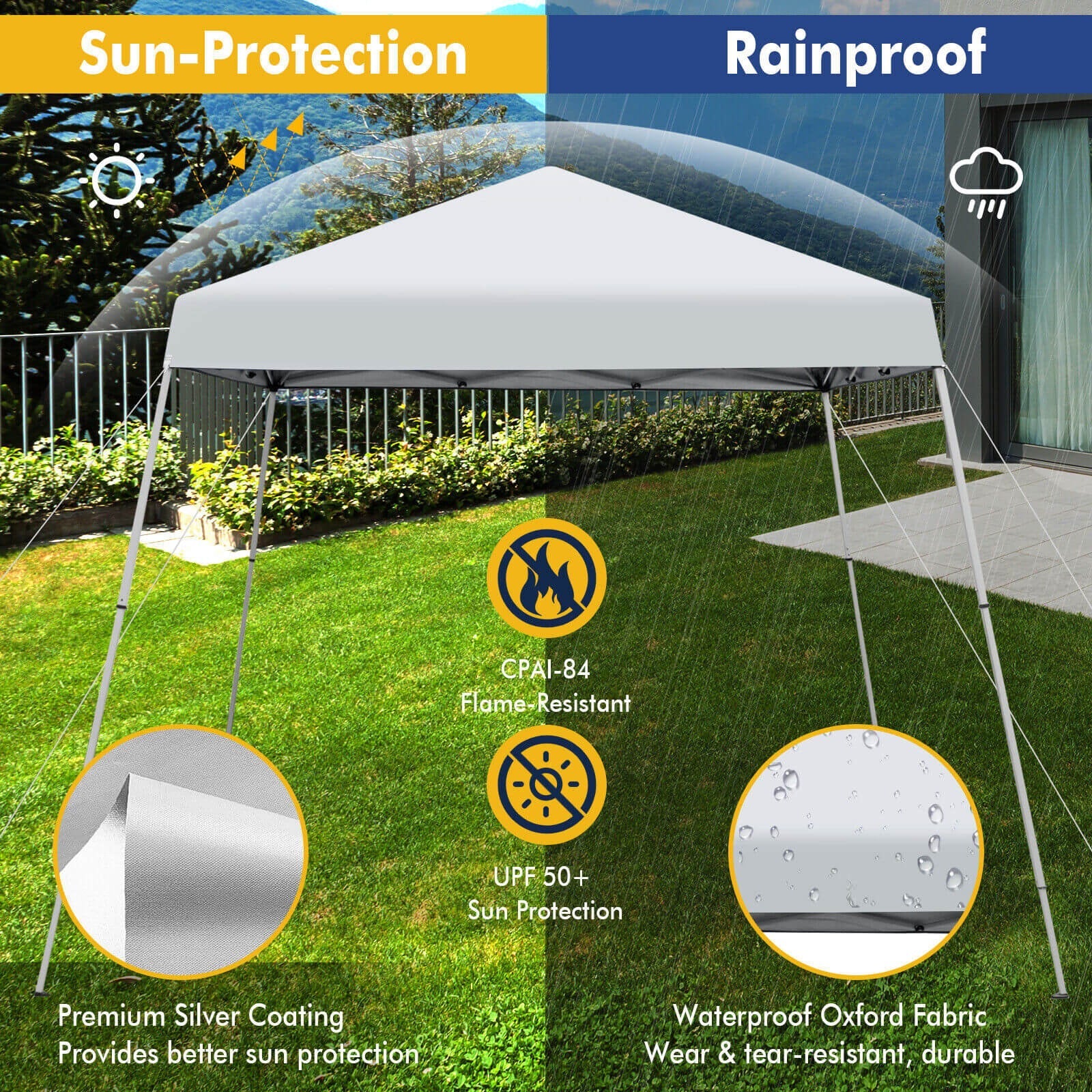 10 x 10 Feet Outdoor Instant Pop-up Canopy with Carrying Bag-Blue