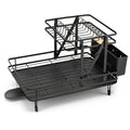 2-Tier Collapsible Dish Rack with Removable Drip Tray-Black