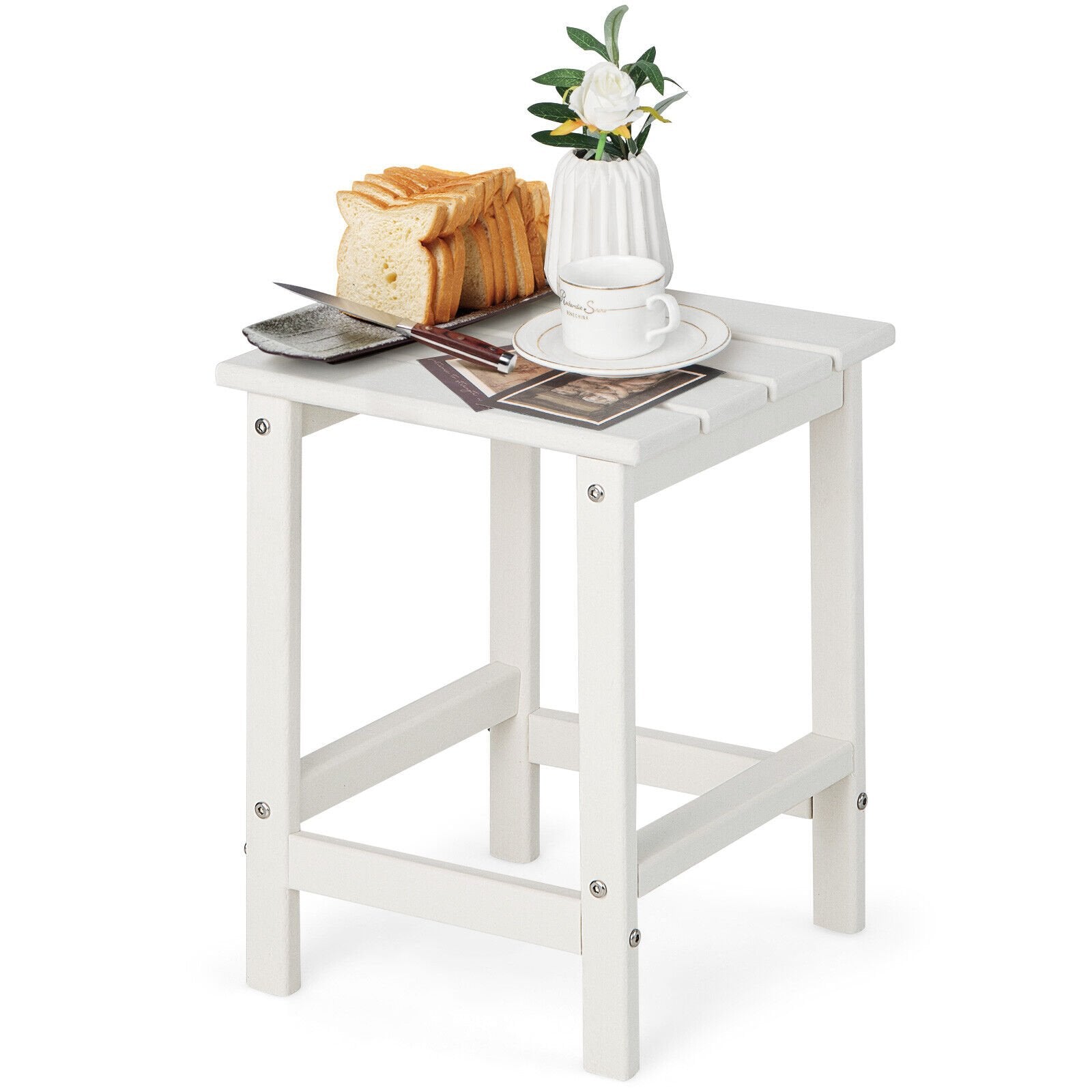 14 Inch Square Weather-Resistant Adirondack Side Table-Black