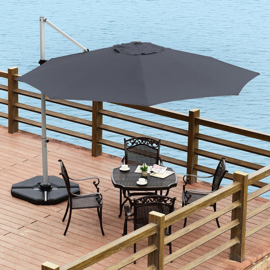 11 Feet Patio Offset Cantilever Umbrella 360° Rotation Aluminum Tilt-Beige
