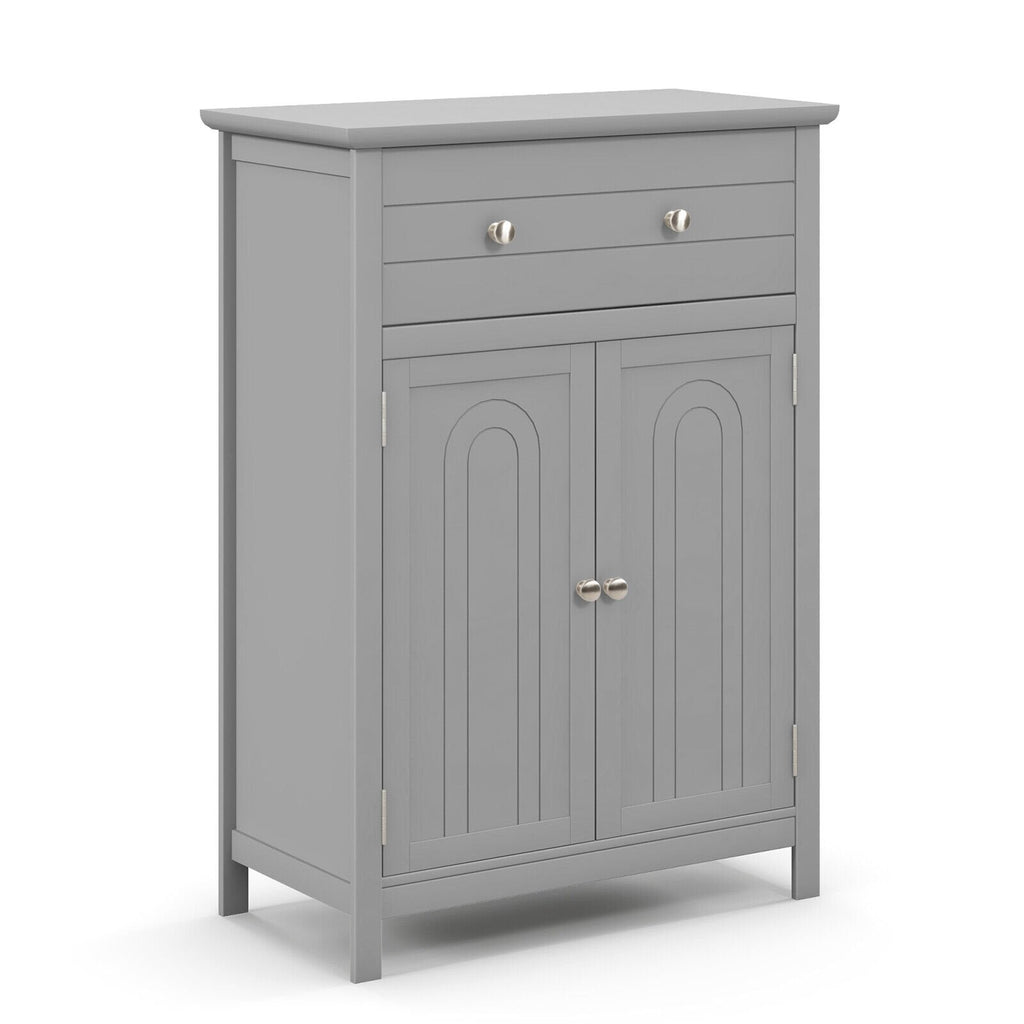 2-Door Freestanding Bathroom Cabinet with Drawer and Adjustable Shelf-Black