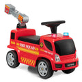 Kids Push Ride On Fire Truck with Ladder Bubble Maker and Headlights-Red