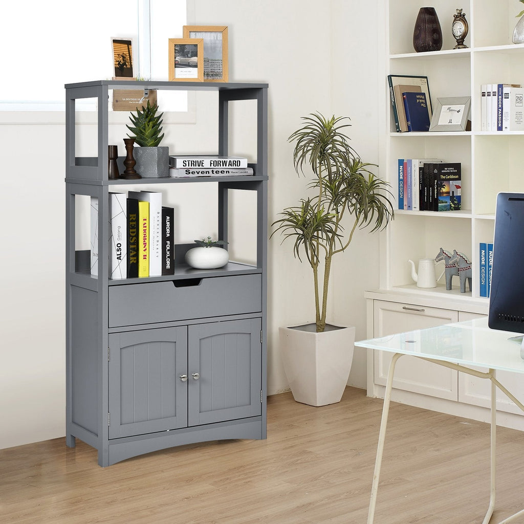 Bathroom Storage Cabinet with Drawer and Shelf Floor Cabinet-Black
