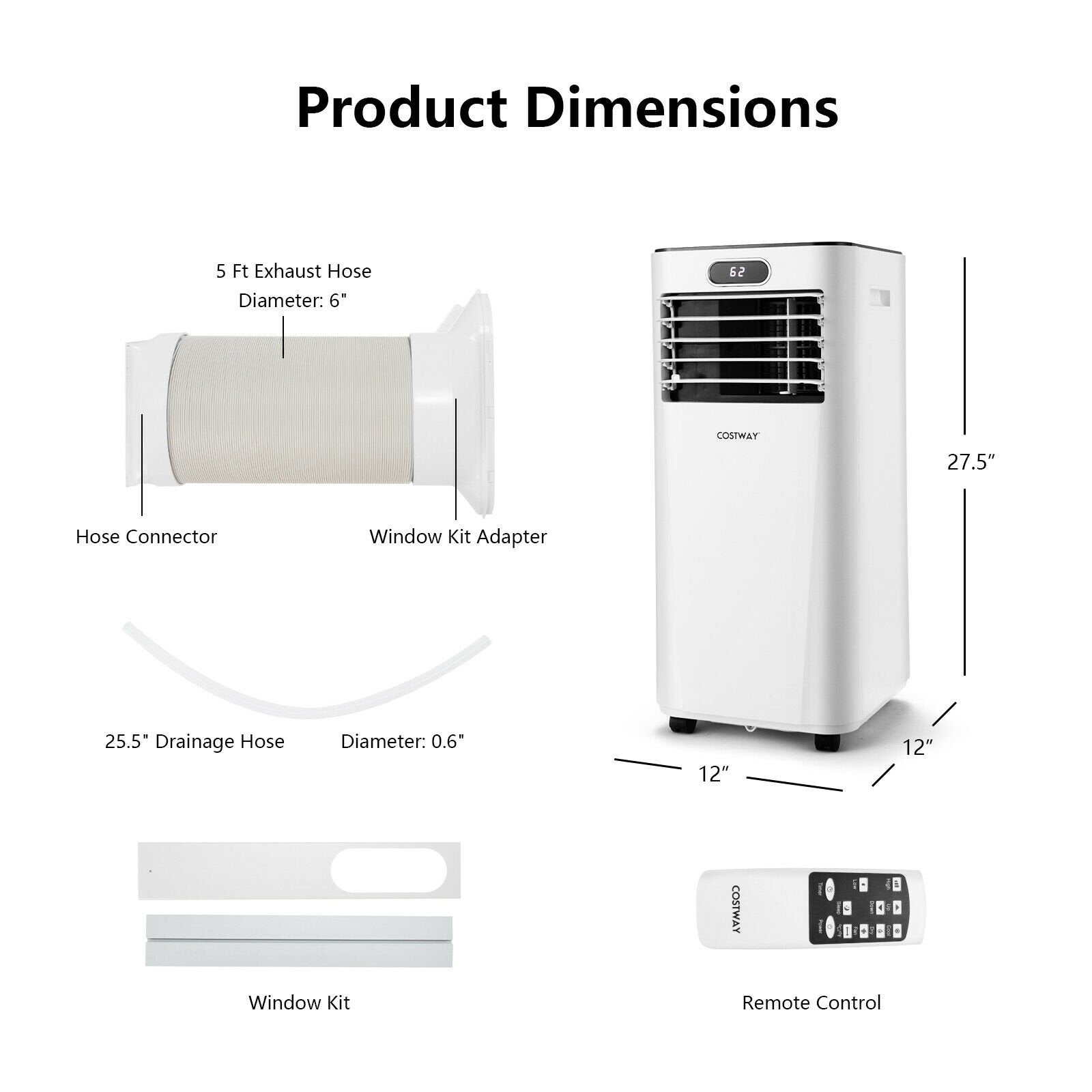 8000BTU 3-in-1 Portable Air Conditioner with Remote Control-Dark Blue