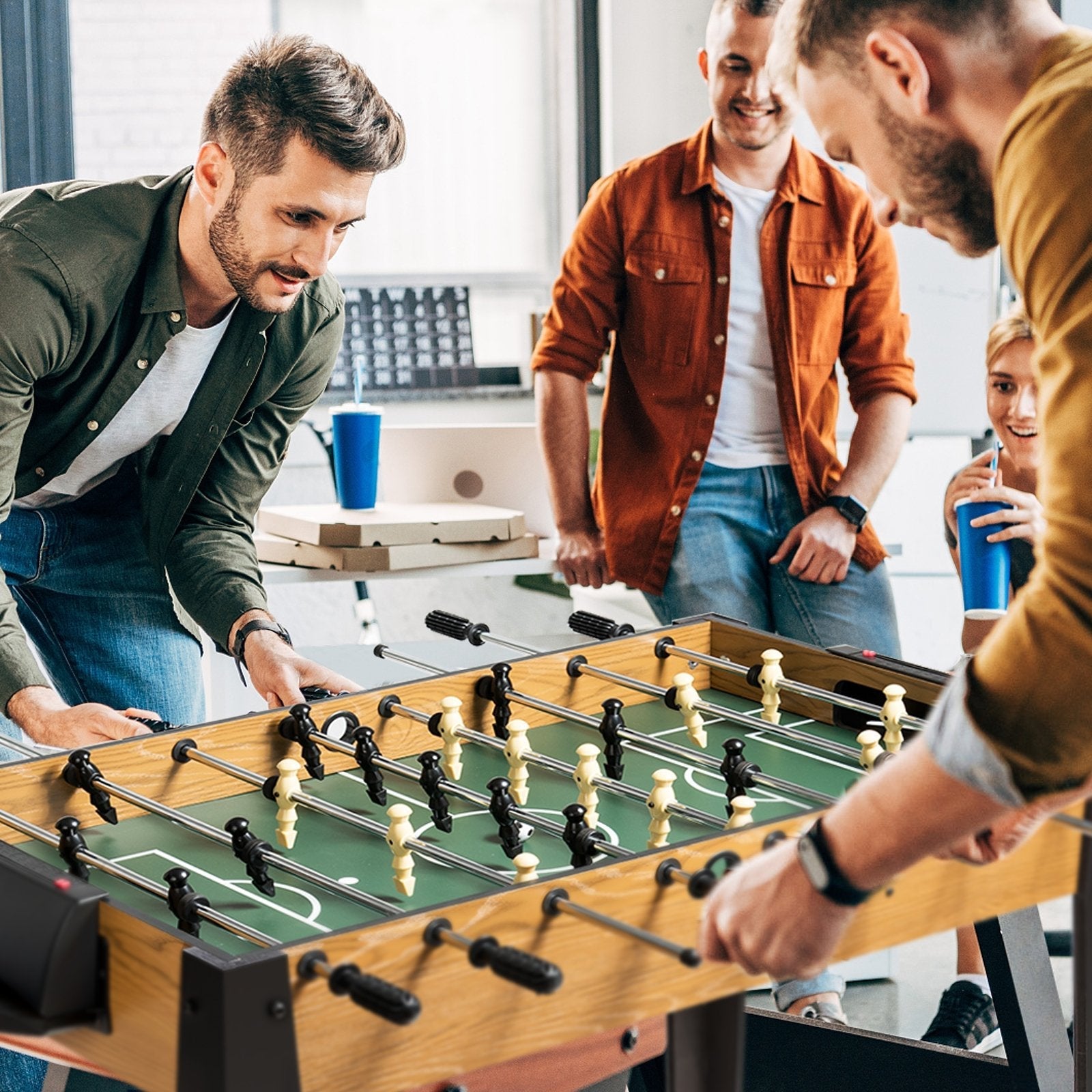 48 Inch Competition Sized Home Recreation Wooden Foosball Table-Black