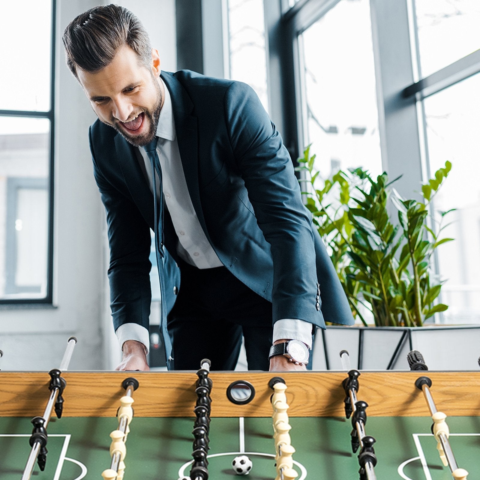 48 Inch Competition Sized Home Recreation Wooden Foosball Table-Black