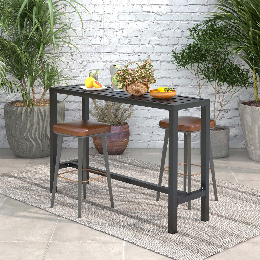 48/55 Inch Outdoor Bar Table with Waterproof Top and Heavy-duty Metal Frame-M