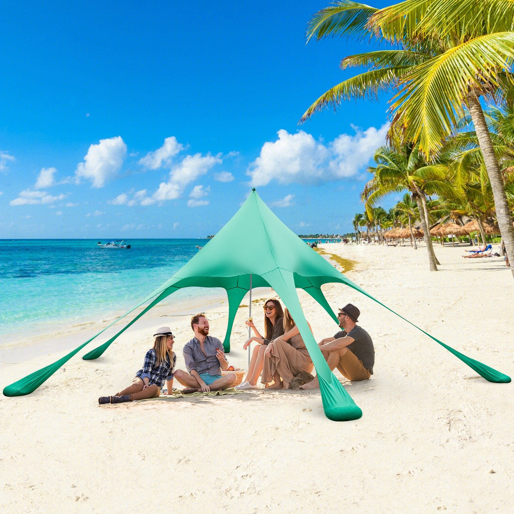 20 x 20 Feet Beach Canopy Tent with UPF50+ Sun Protection and Shovel-Blue