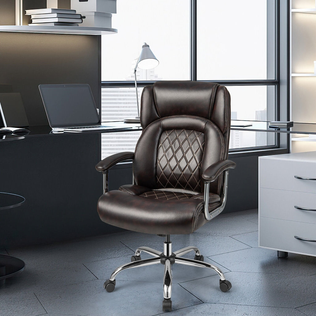 Height Adjustable Executive Chair Computer Desk Chair with Metal Base-Black