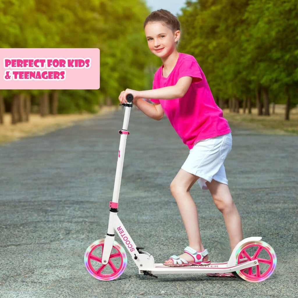 Portable Folding Sports Kick Scooter with LED Wheels-Blue