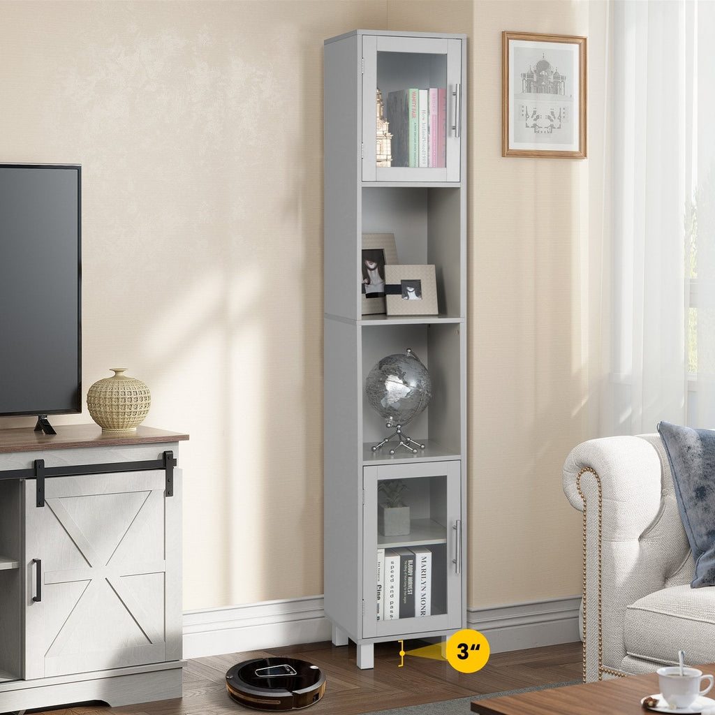 71 Inch Tall Tower Bathroom Storage Cabinet and Organizer Display Shelves for Bedroom-Black
