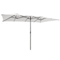 15 Feet Double-Sized Patio Umbrella with Crank Handle and Vented Tops-Beige