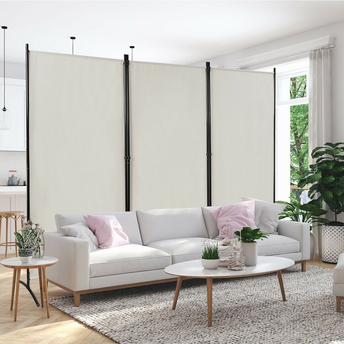 3-Panel Room Divider Folding Privacy Partition Screen for Office Room-Black