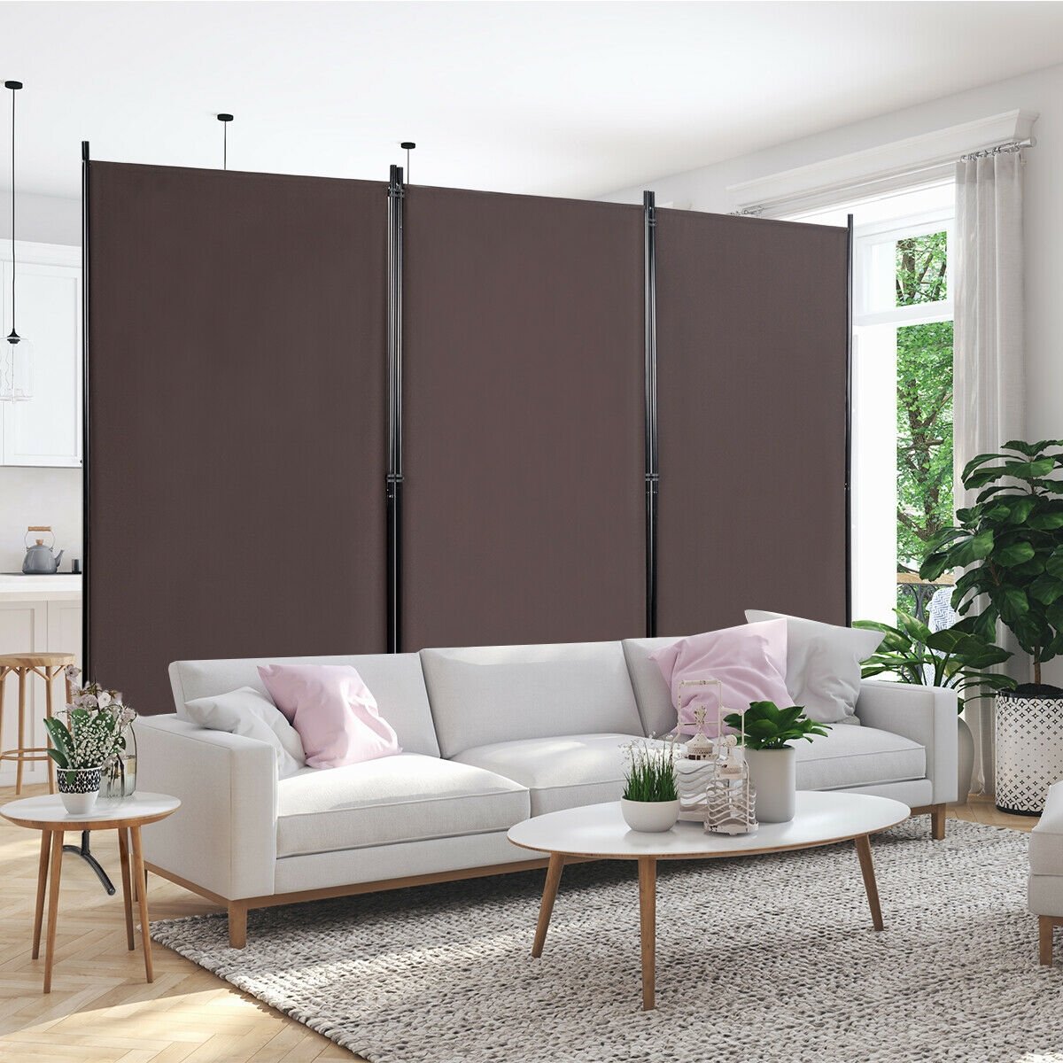 3-Panel Room Divider Folding Privacy Partition Screen for Office Room-Black