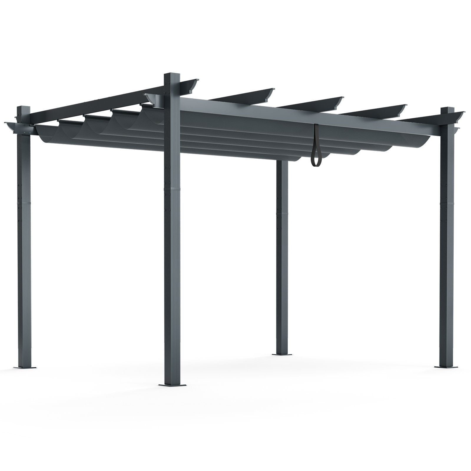 10 x 12 Feet Outdoor Aluminum Retractable Pergola Canopy Shelter Grape Trellis-Beige
