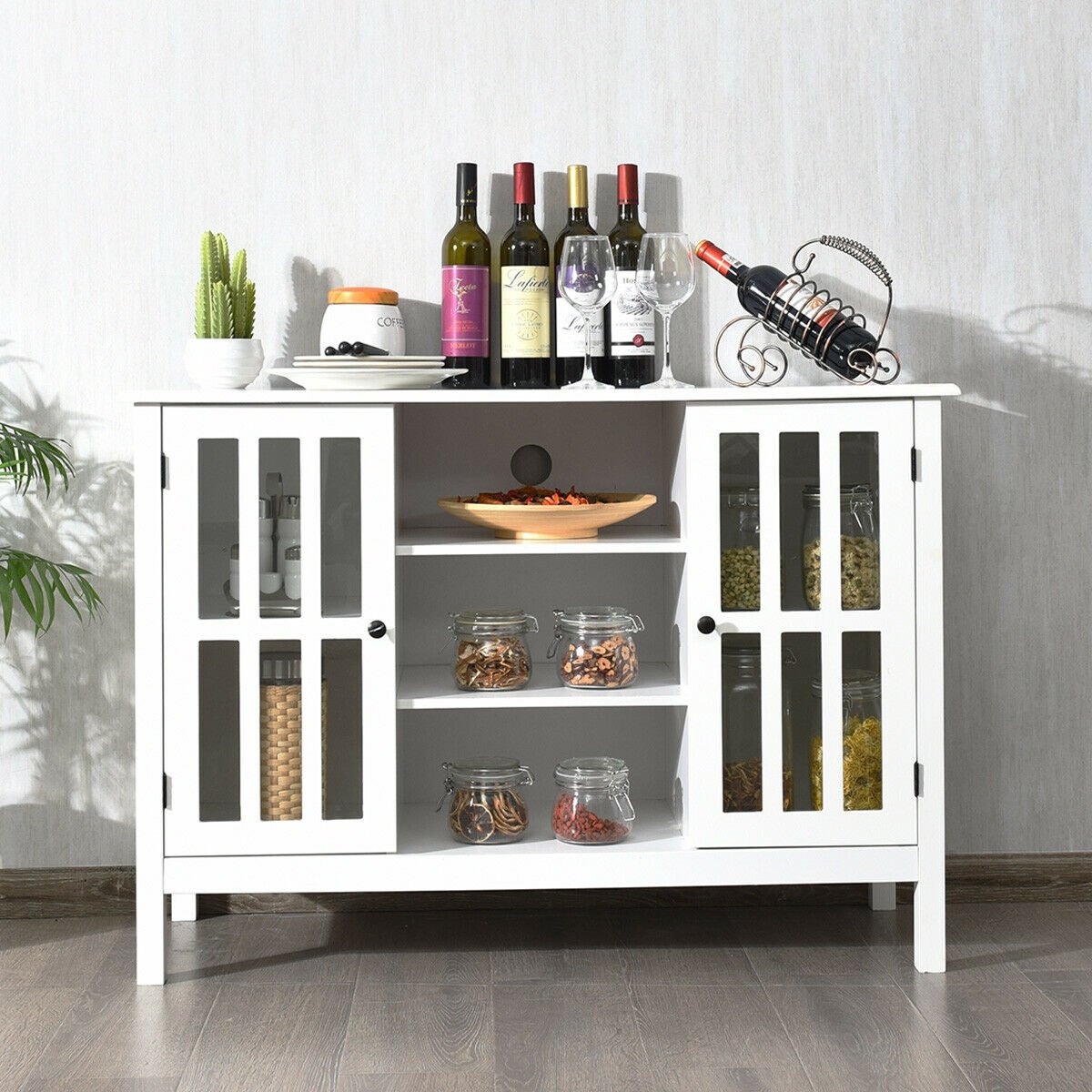 Wooden TV Stand Console Cabinet for 50 Inch TV-Brown